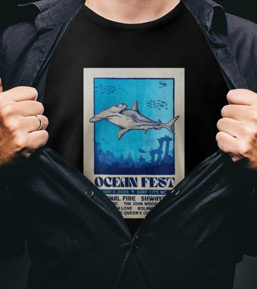 Ocean Fest May 2 2026 Surf City NC Tour Signal Fire Shwayze Bubba Love The John Wood Band T-Shirt