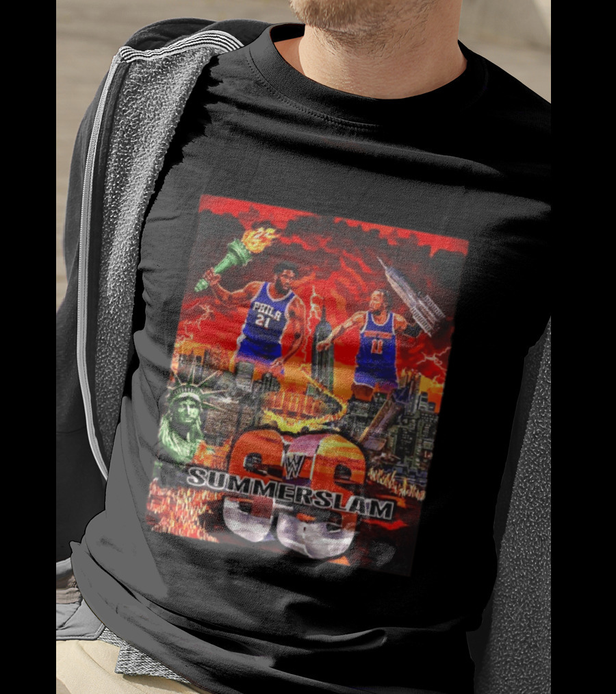 Summerslam Joel Embiid Vs Jalen Brunson NYC Showdown T-Shirt
