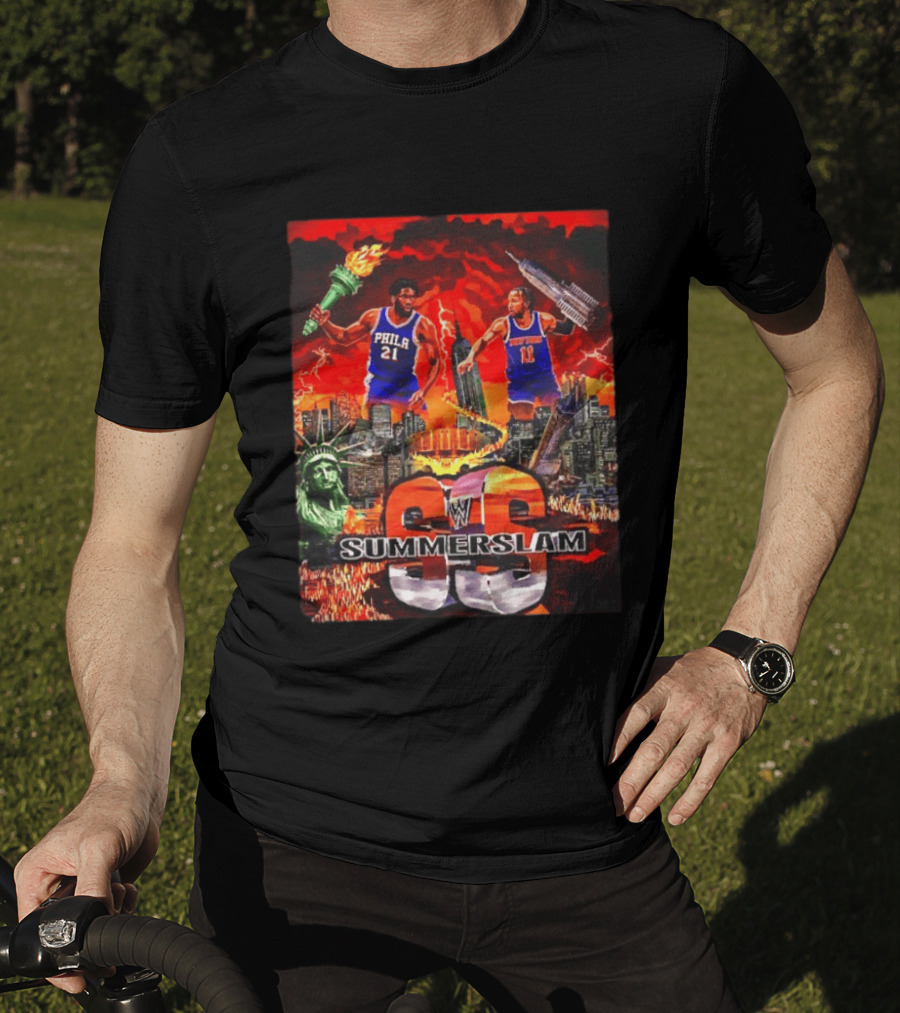 Summerslam Joel Embiid Vs Jalen Brunson NYC Showdown T-Shirt