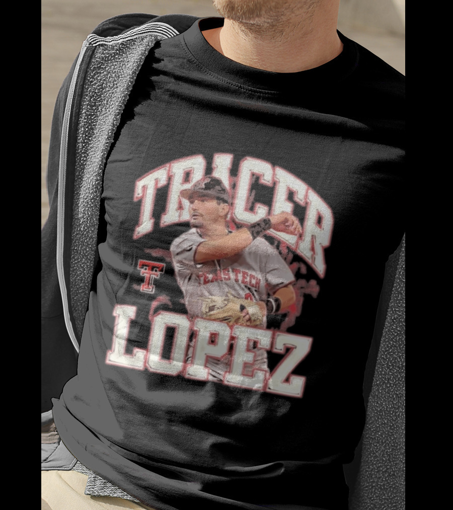Texas Tech Tracer Lopez Baseball NCAA Collage T-Shirt