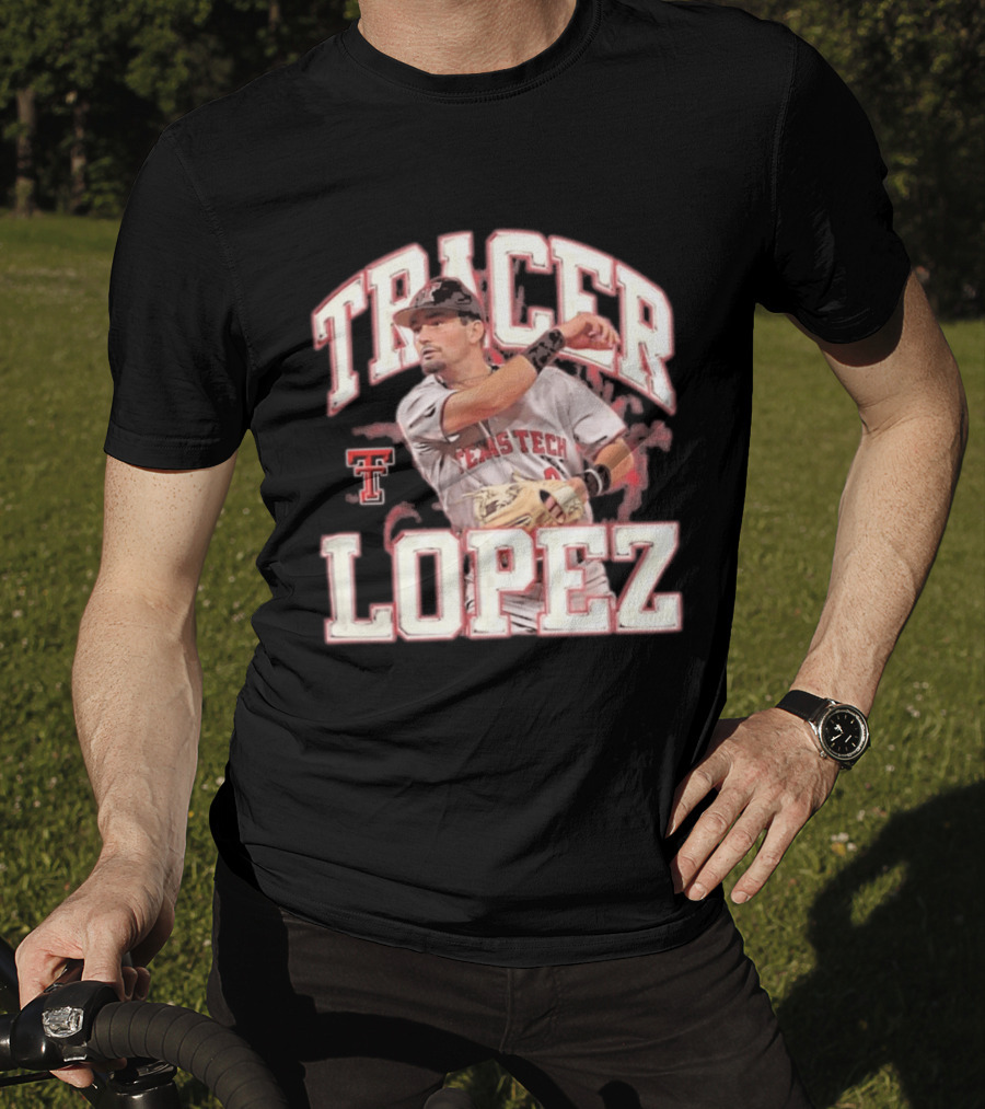 Texas Tech Tracer Lopez Baseball NCAA Collage T-Shirt