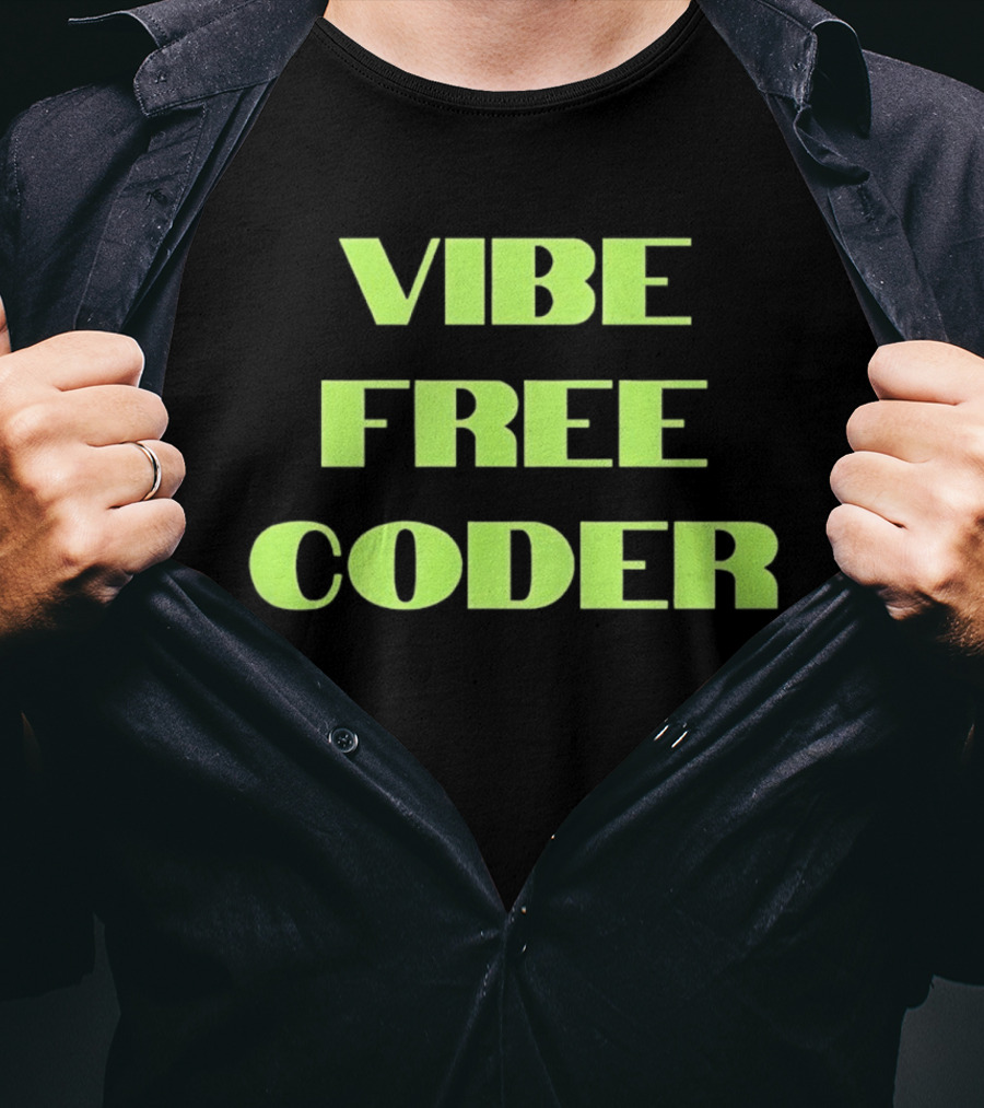 Vibe Free Coder Retro Neon T-Shirt