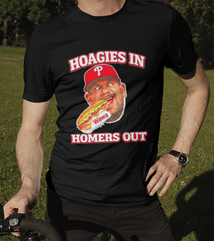 Hoagies In Homers Out Wawa Philadelphia Baseball Player Eating Sandwich T-Shirt