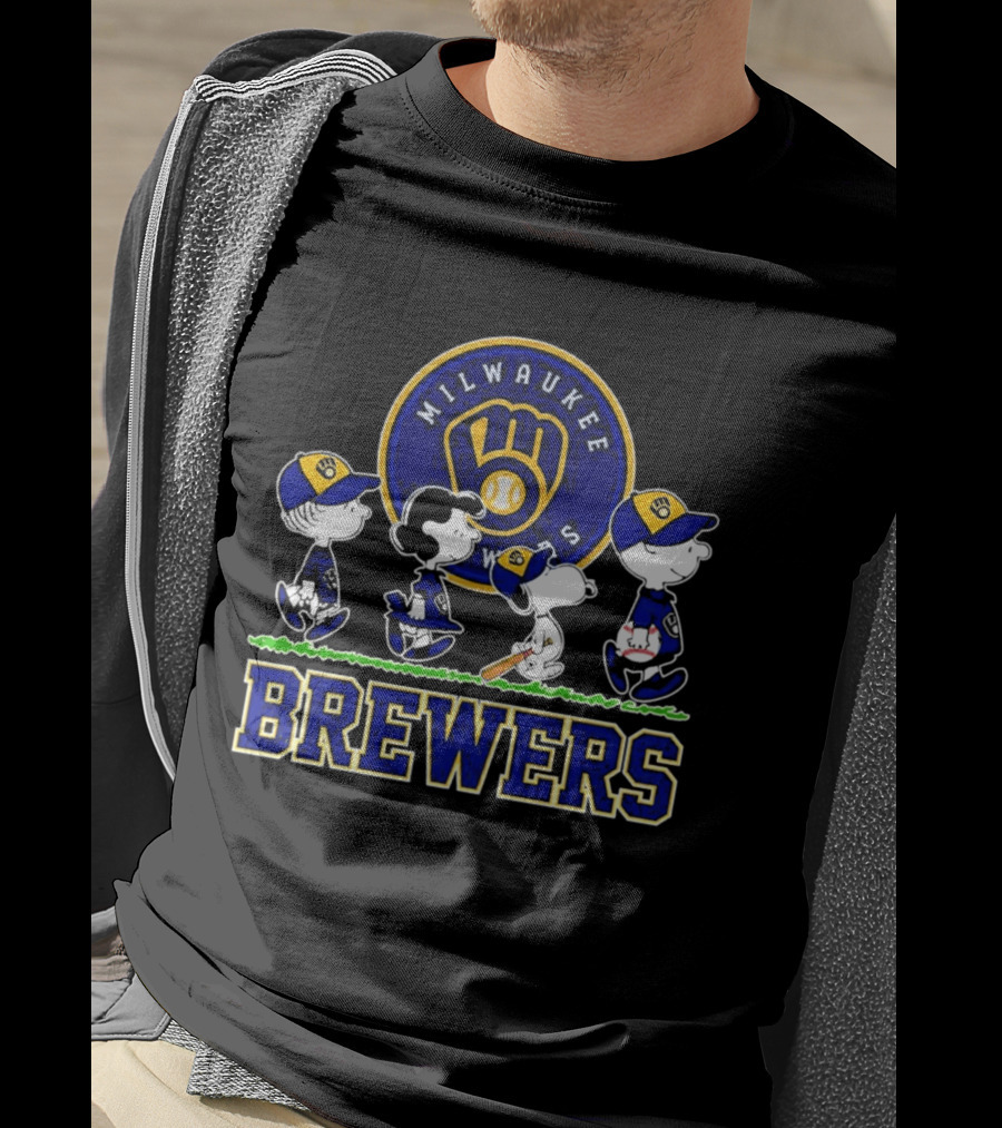 Milwaukee Brewers Peanuts Walking Characters 2026 Abbey Road T-Shirt