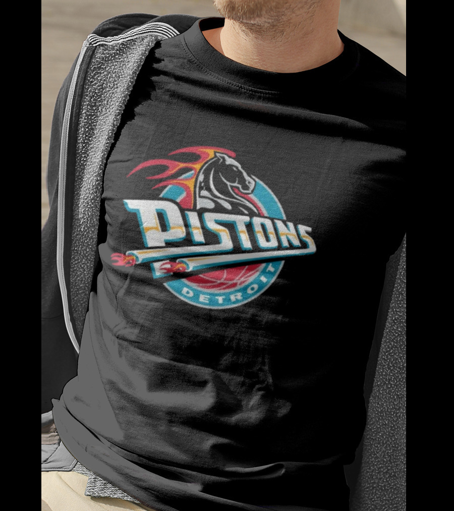 Detroit Pistons Mitchell & Ness Hardwood Classic Vintage Horse T-Shirt
