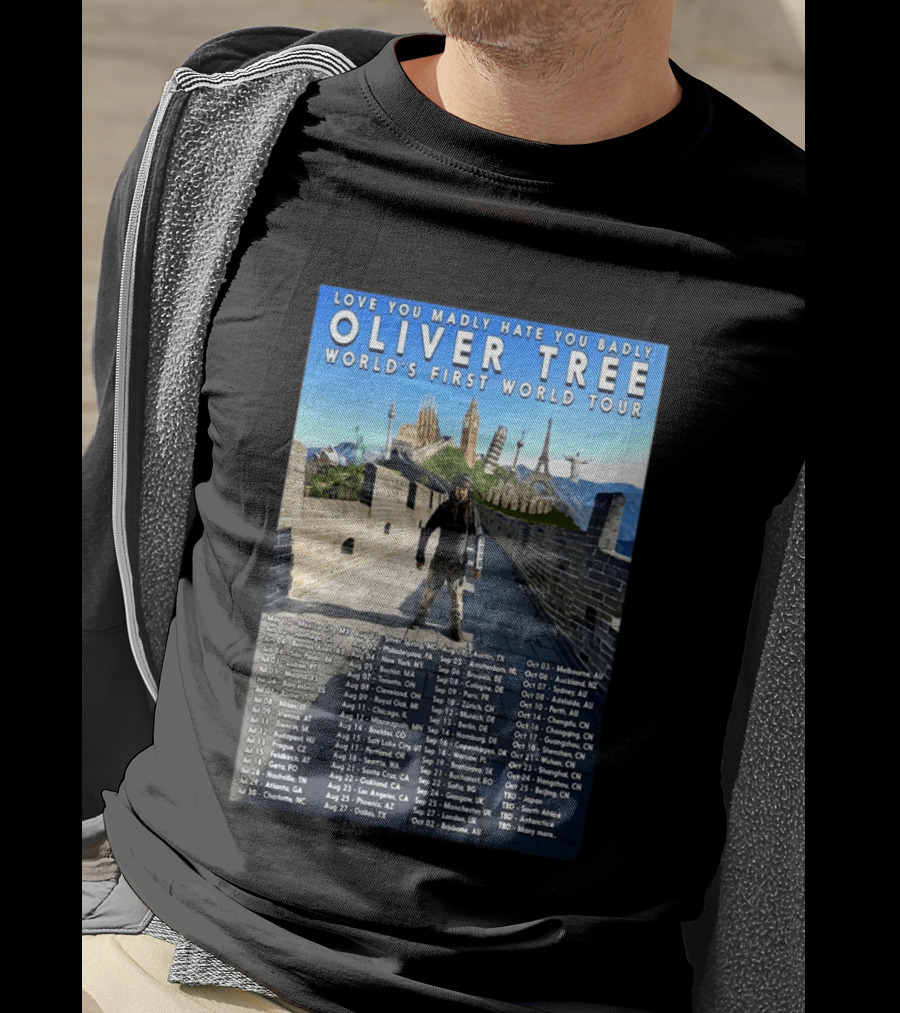 Oliver Tree World's First World Tour Love You Madly Hate You Badly Fall 2026 Tour Dates T-Shirt