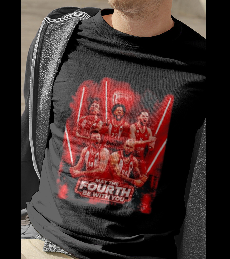 Olympiacos B.C Basketball May The Fourth Be With You Star Wars Players Lightsabers T-Shirt