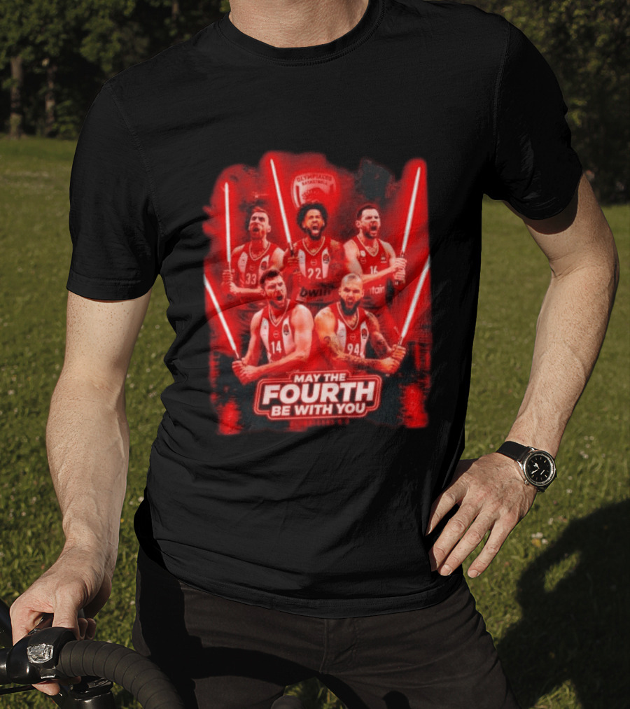 Olympiacos B.C Basketball May The Fourth Be With You Star Wars Players Lightsabers T-Shirt