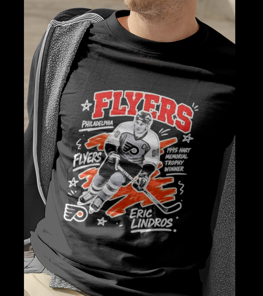 Philadelphia Flyers Eric Lindros 1995 Hart Memorial Trophy Winner Hockey Legend T-Shirt