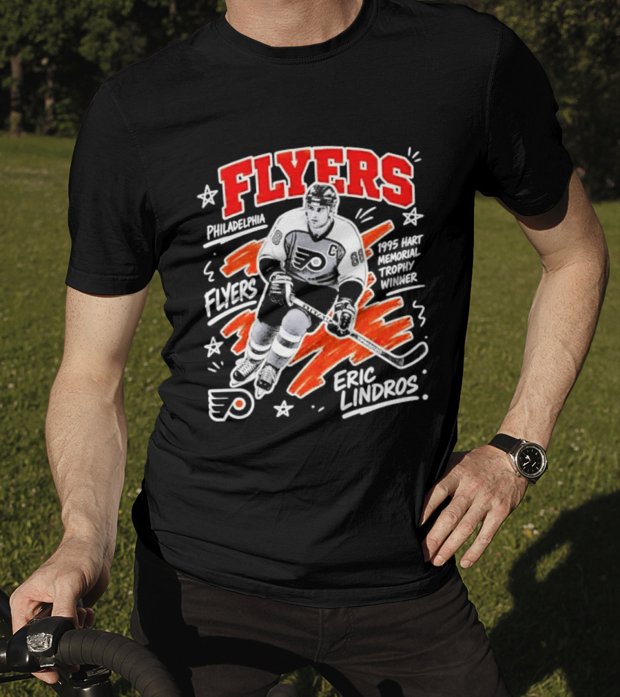 Philadelphia Flyers Eric Lindros 1995 Hart Memorial Trophy Winner Hockey Legend T-Shirt