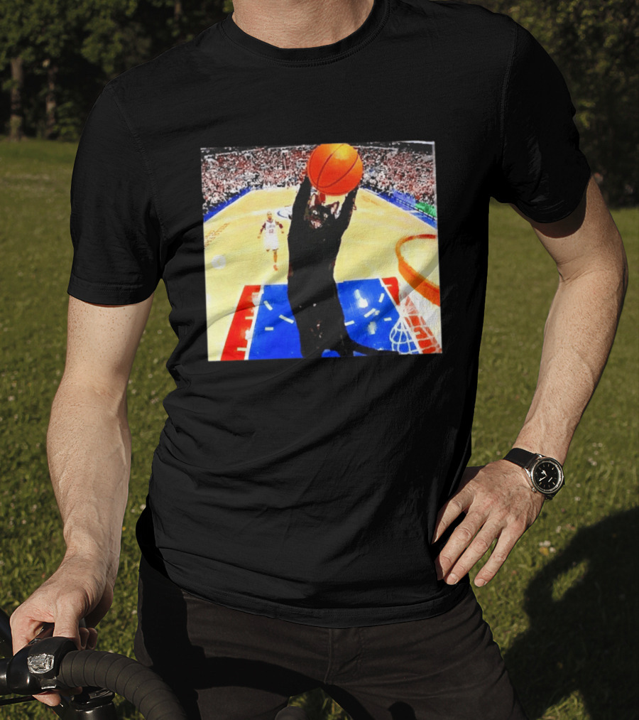 Philadelphia 76ers Black Cat Slam Dunk Basketball Meme T-Shirt