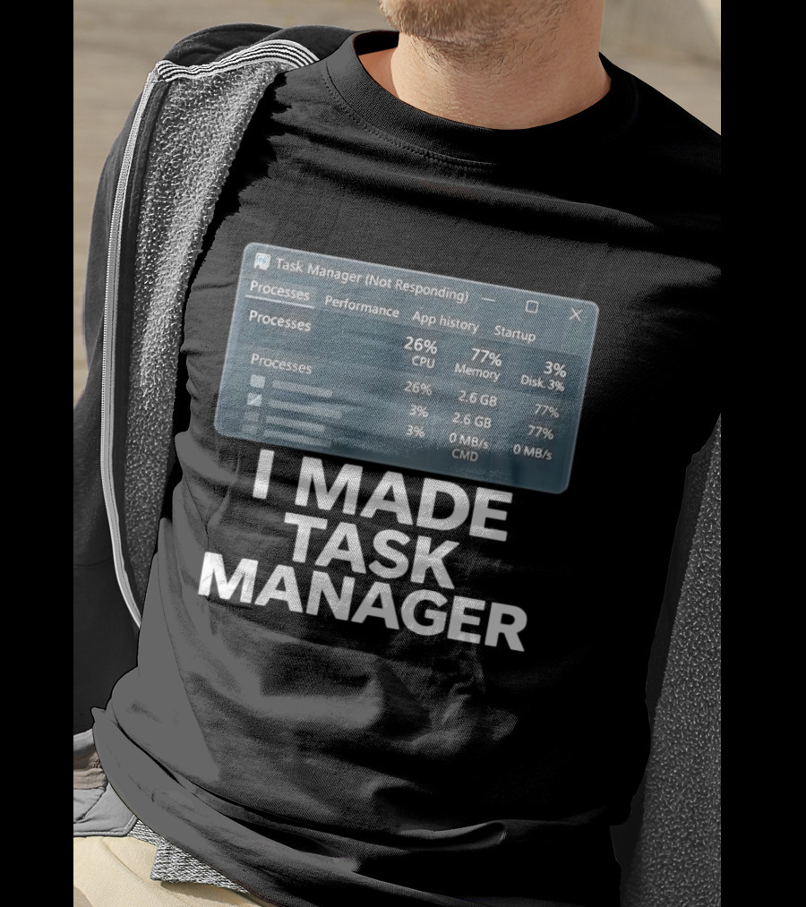 Task Manager Not Responding I Made Task Manager Processes Performance App History Startup T-Shirt