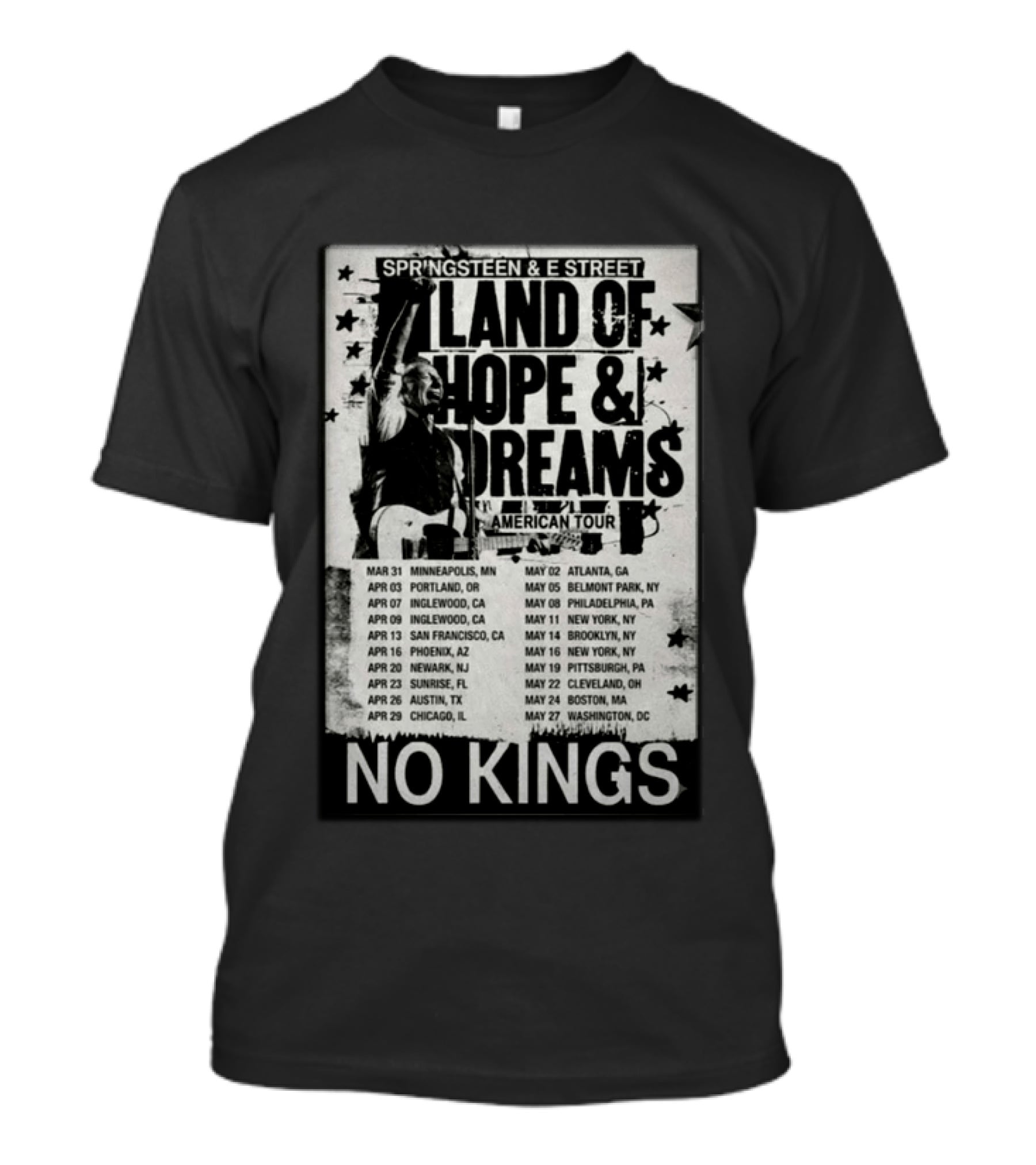 Springsteen E Street Band Land Of Hope & Dreams American Tour No Kings T-Shirt