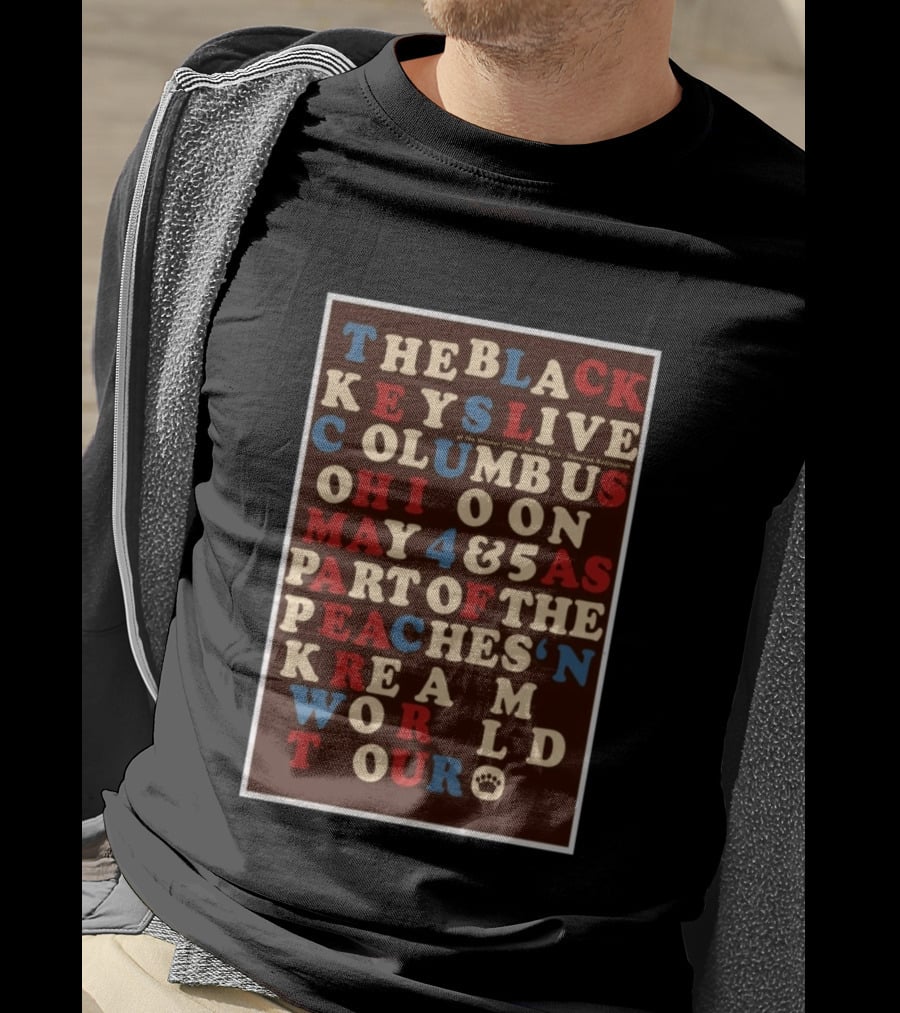 The Black Keys Live Columbus Ohio May 4 & 5 Peaches 'N Kream World Tour Mershon Auditorium T-Shirt