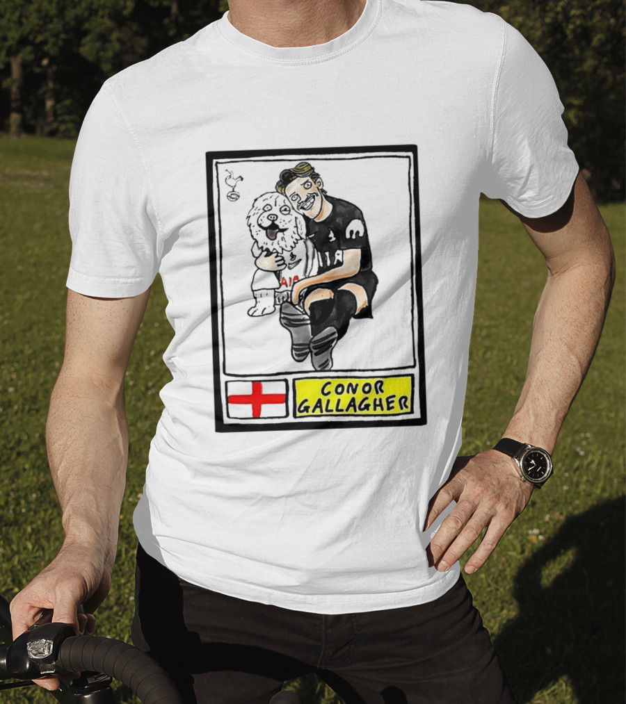 Conor Gallagher Hugging Dog With England Cross And Spurs T-Shirt