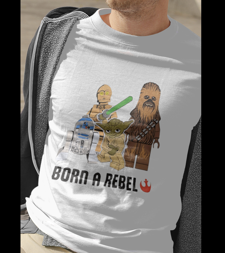 Born A Rebel Star Wars LEGO Characters Yoda Chewbacca R2 D2 C 3PO T-Shirt