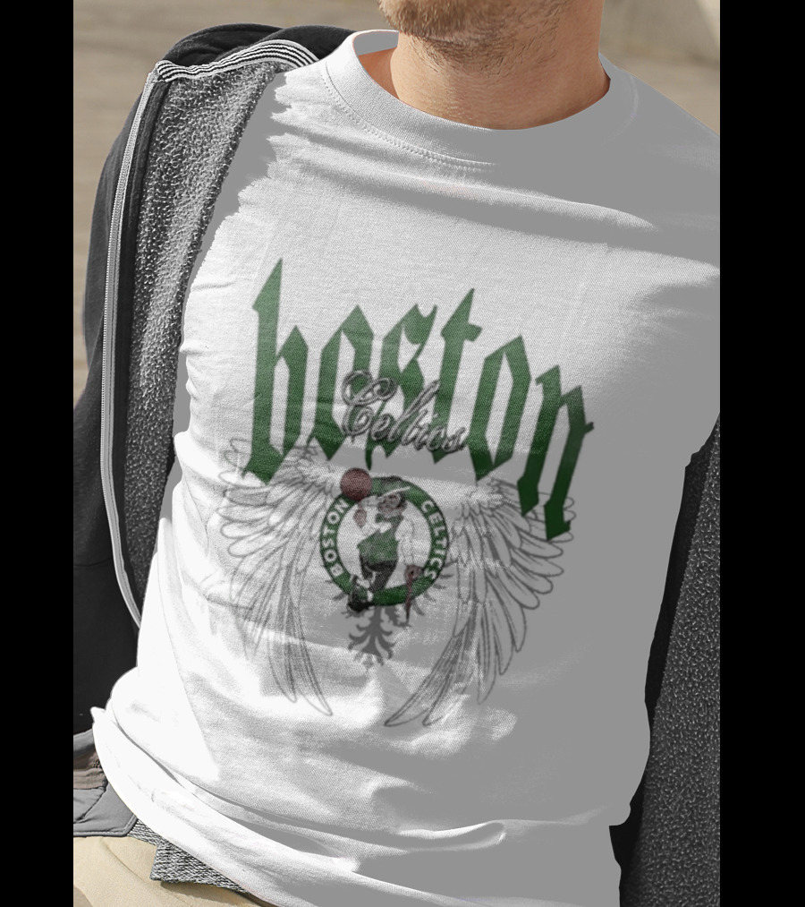 Boston Celtics Basketball Old English Winged Shamrock T-Shirt