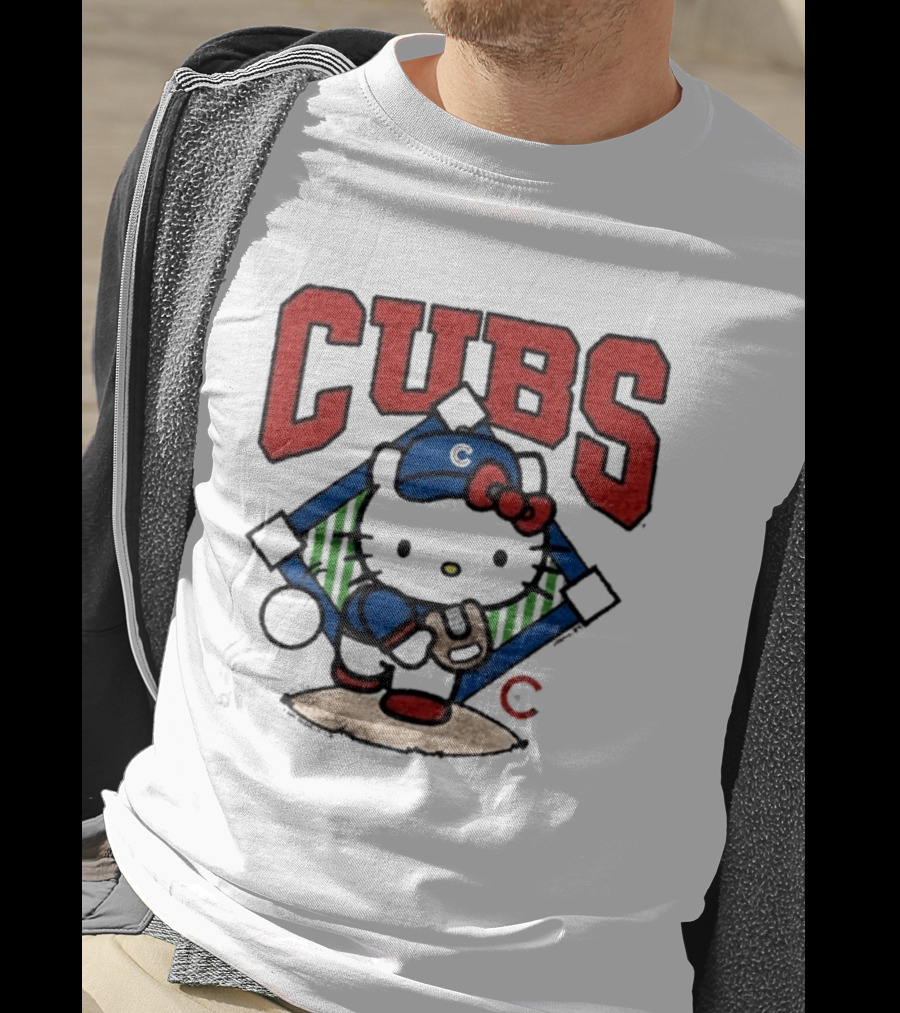 Hello Kitty Cubs Baseball Collaboration With Chicago Cubs Pitcher T-Shirt
