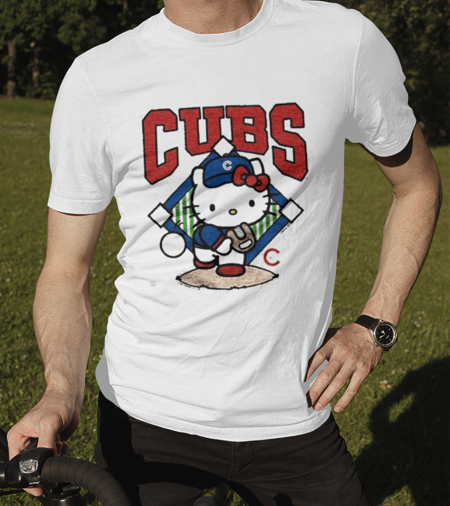 Hello Kitty Cubs Baseball Collaboration With Chicago Cubs Pitcher T-Shirt