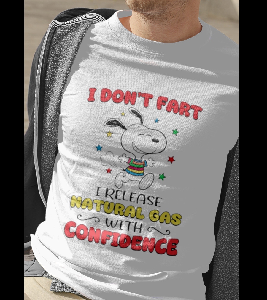Playful Dog Cartoon I Don't Fart I Release Natural Gas With Confidence T-Shirt