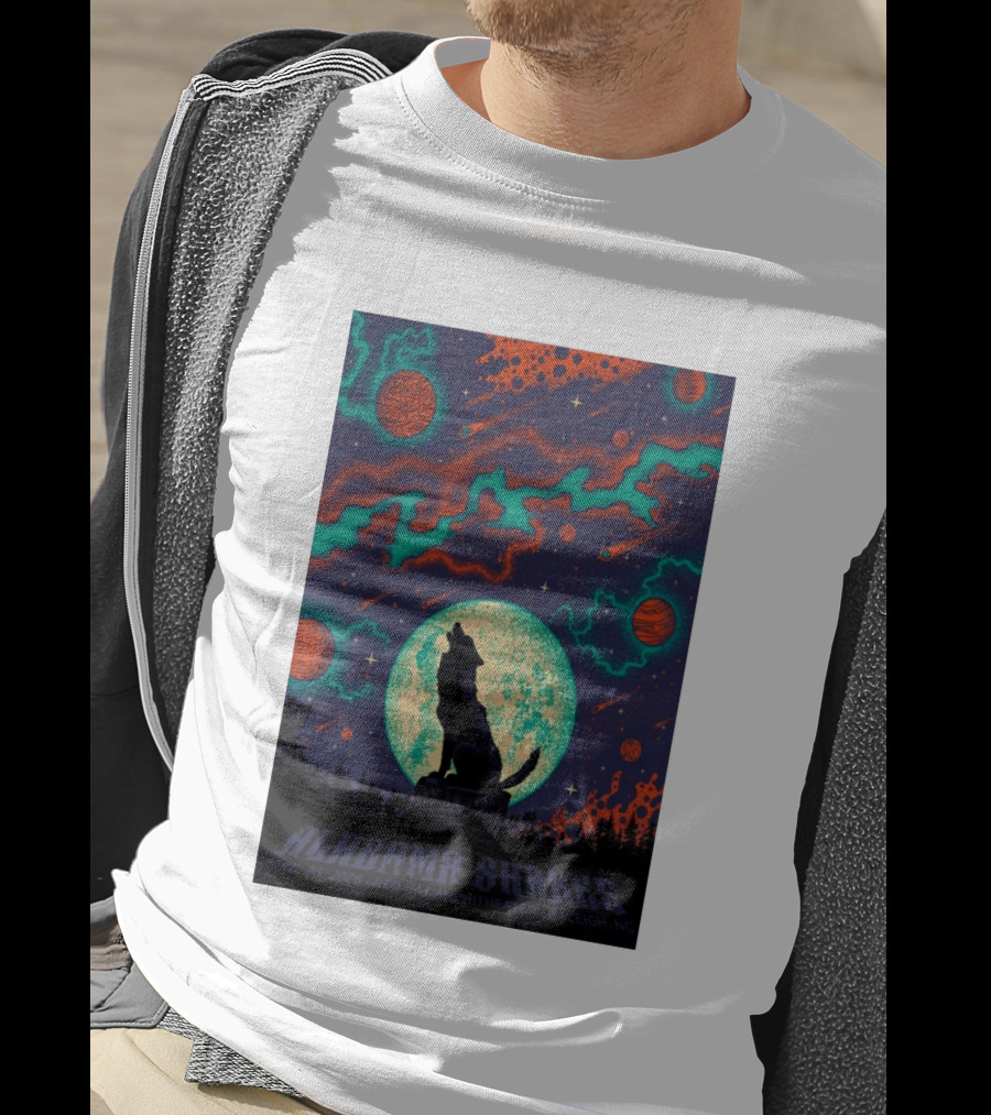 Alabama Shakes Apr 25 2026 Red Hat Amphitheater Raleigh NC Wolf Moon Cosmic Scene T-Shirt