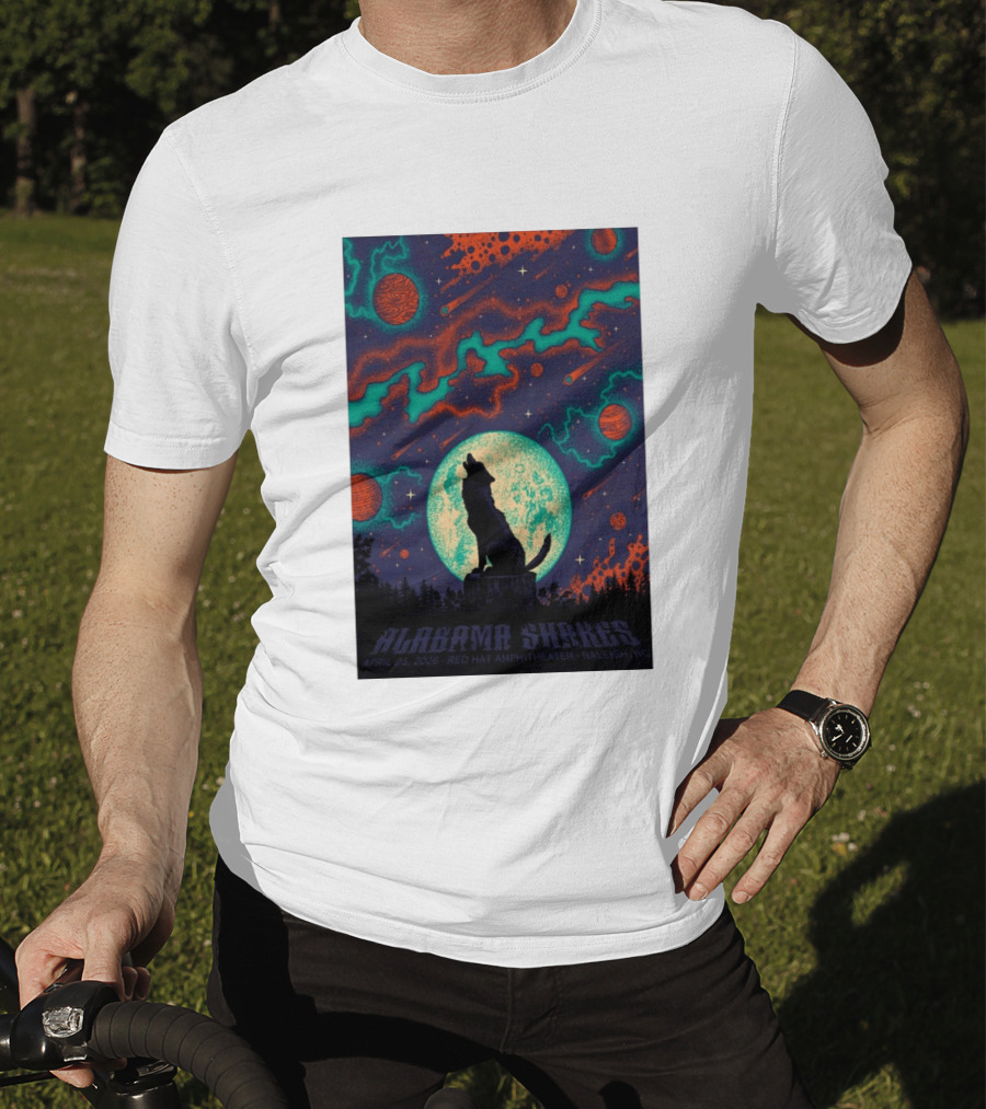 Alabama Shakes Apr 25 2026 Red Hat Amphitheater Raleigh NC Wolf Moon Cosmic Scene T-Shirt