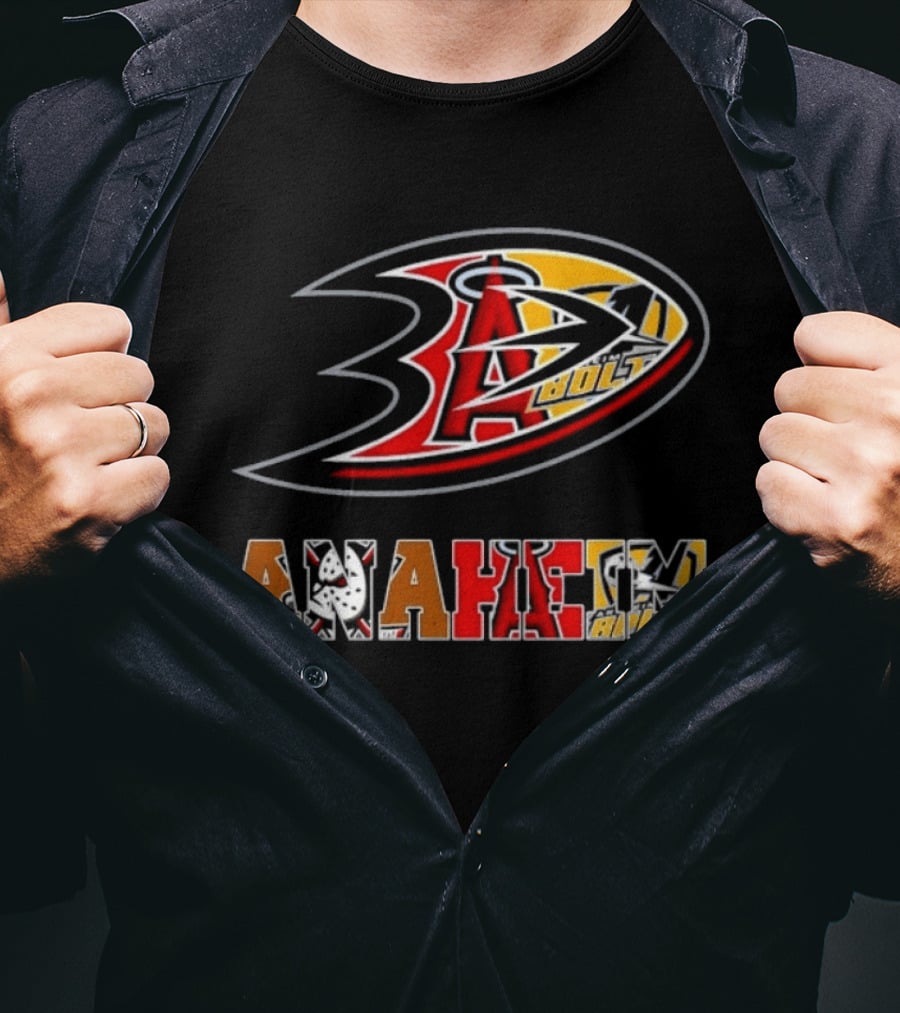 Anaheim Ducks Angels Lakers Sports Team Mashup T-Shirt