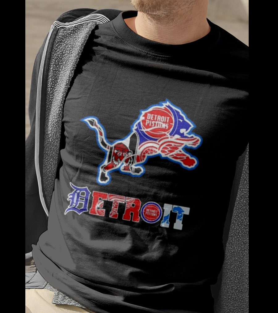 Detroit Lions Pistons Tigers Red Wings Sports Team Mashup T-Shirt