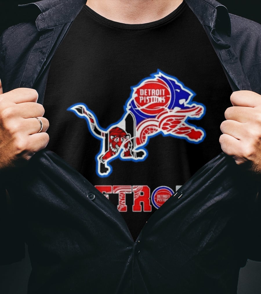 Detroit Lions Pistons Tigers Red Wings Sports Team Mashup T-Shirt
