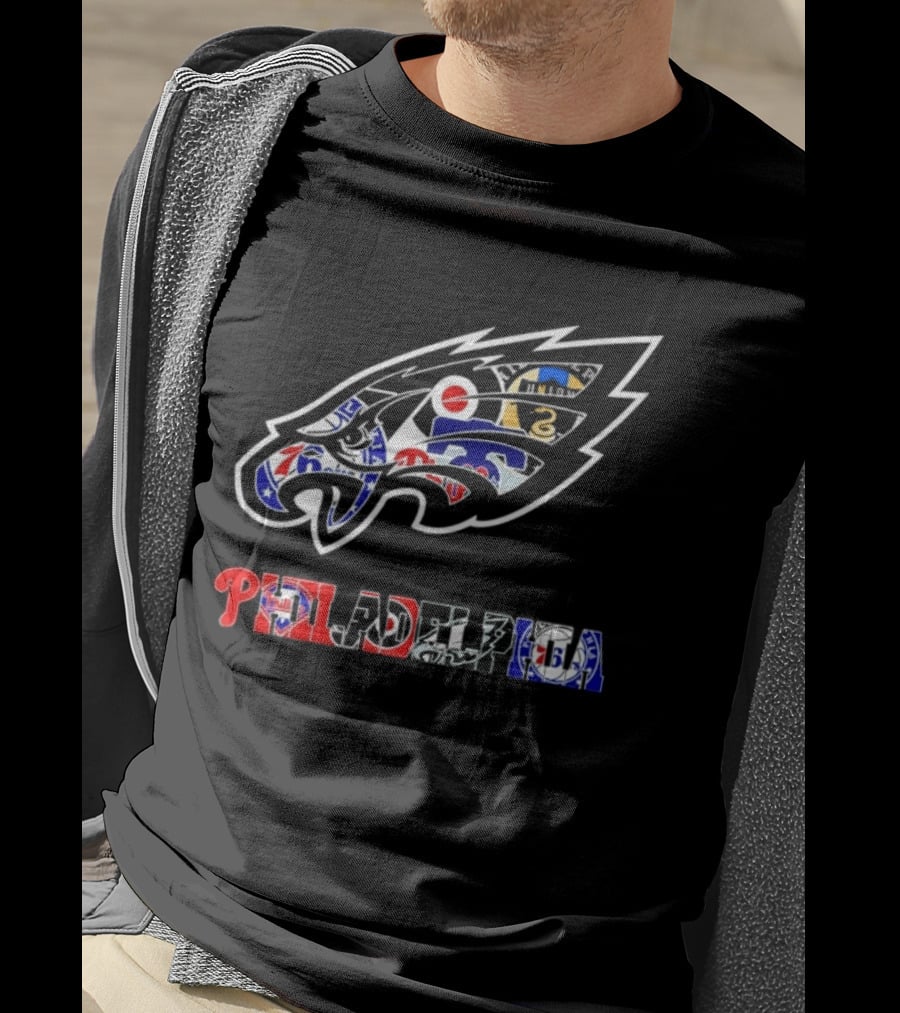 Philadelphia Sports Teams Logos Mashup Eagles Phillies Flyers Sixers Union T-Shirt