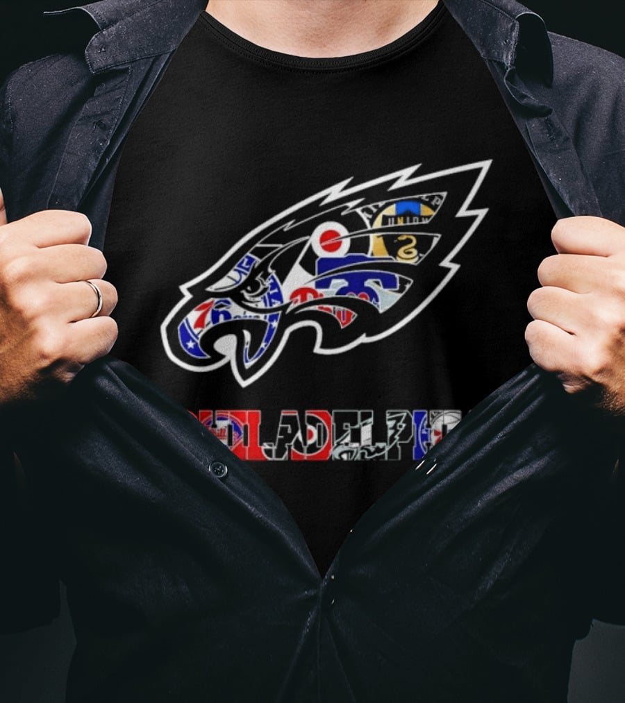 Philadelphia Sports Teams Logos Mashup Eagles Phillies Flyers Sixers Union T-Shirt