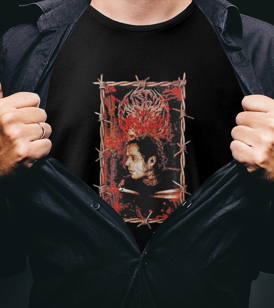 Austin Archey Barbed Wire Frame Art With Red Crown T-Shirt