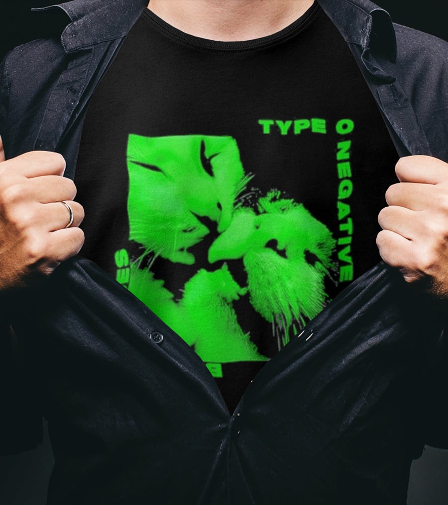 Type O Negative Cat Kissing Kisses Bloody T-Shirt