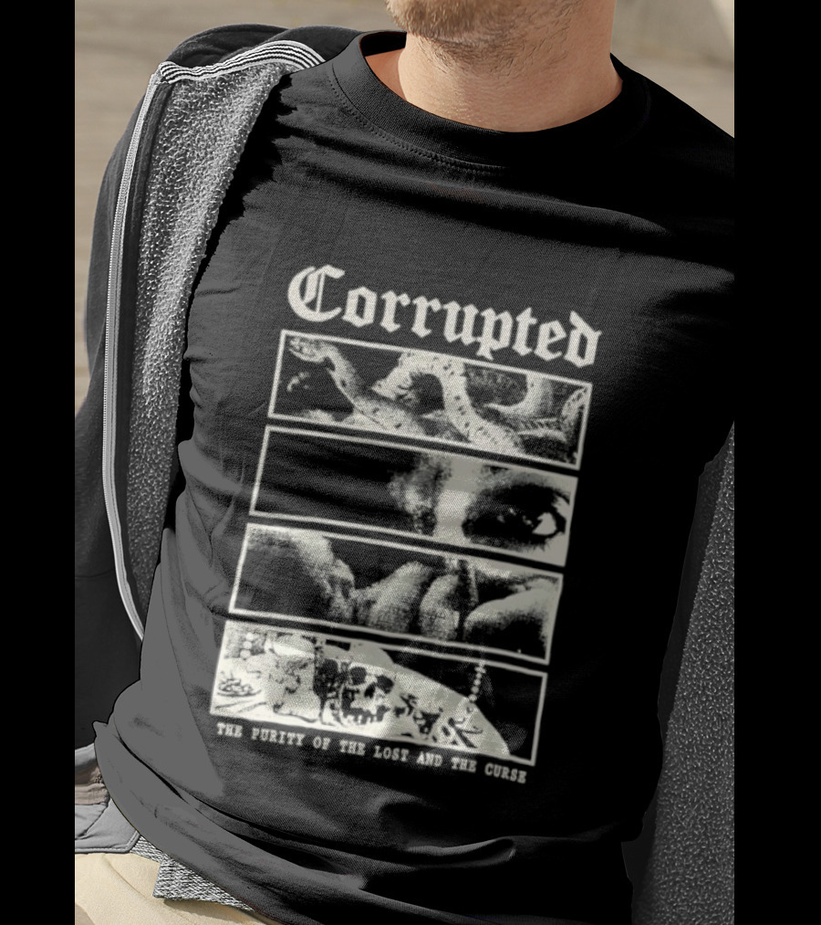 Corrupted The Purity Of The Lost And The Curse Eerie Monochrome Eye Panels T-Shirt