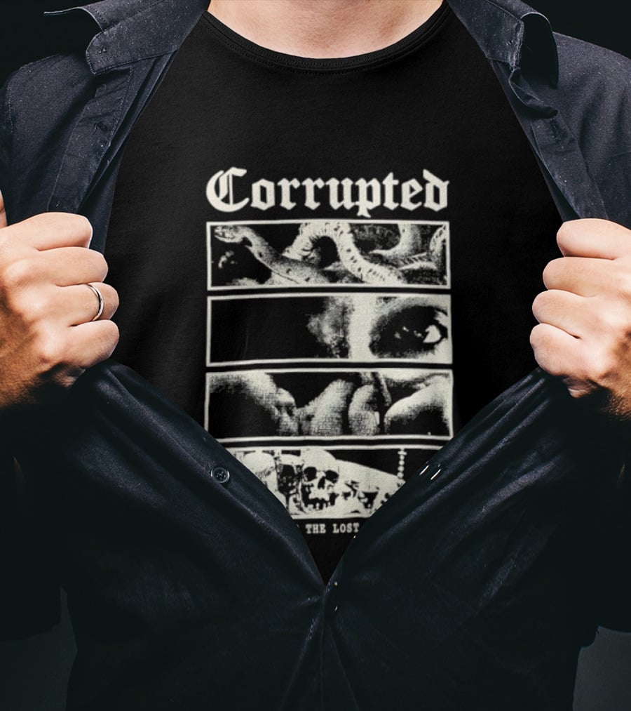Corrupted The Purity Of The Lost And The Curse Eerie Monochrome Eye Panels T-Shirt