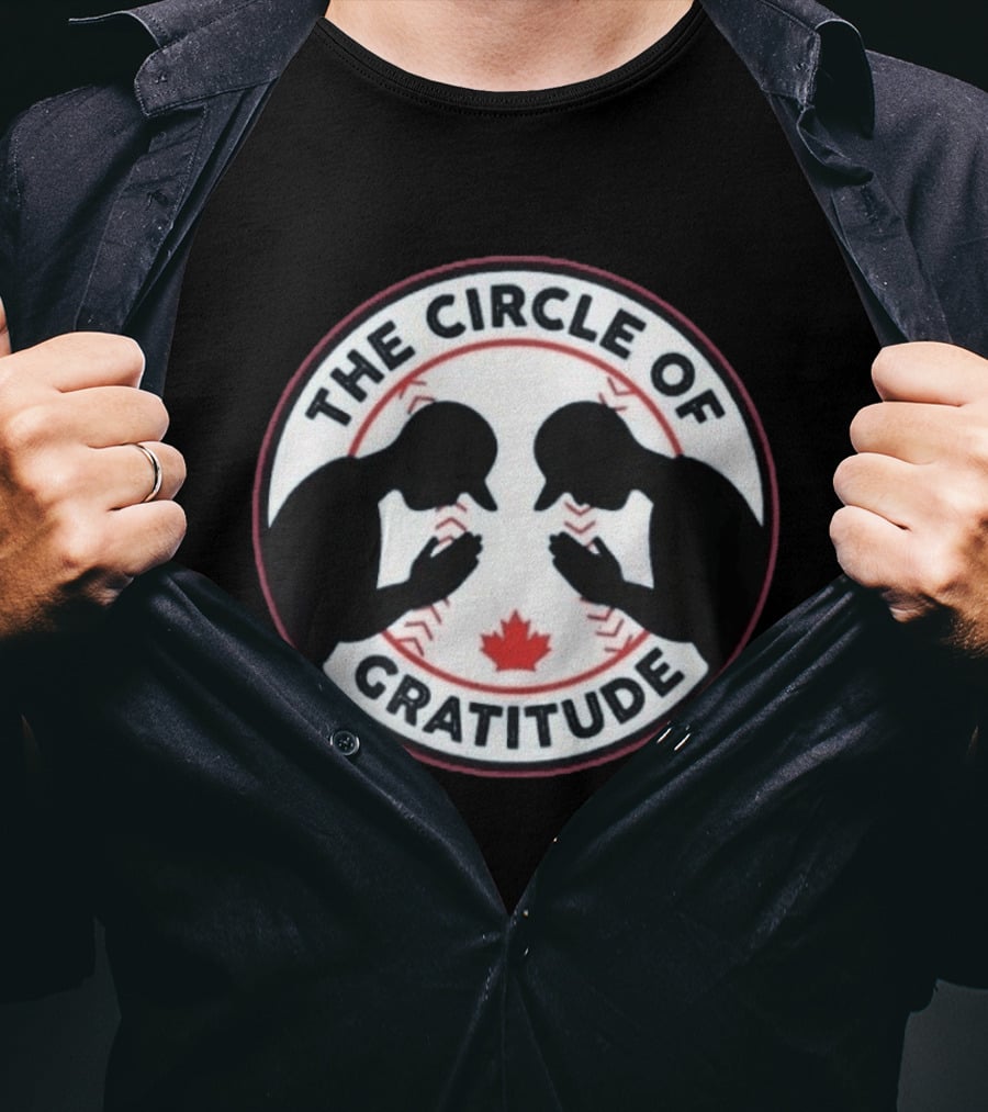 The Circle Of Gratitude Baseball Silhouette Emblem With Maple Leaf T-Shirt