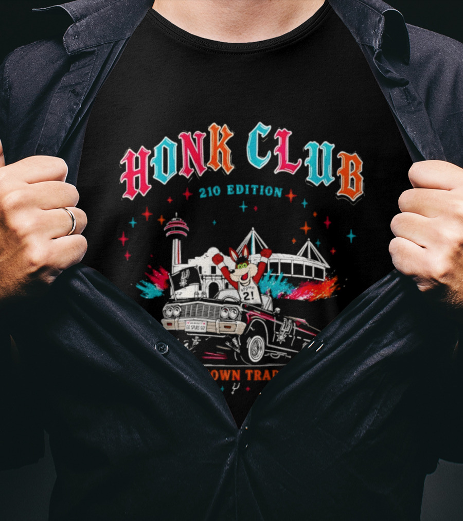 San Antonio Honk Club Spurs Coyote 210 Edition Downtown Tradition NBA Tower Of The Americas T-Shirt
