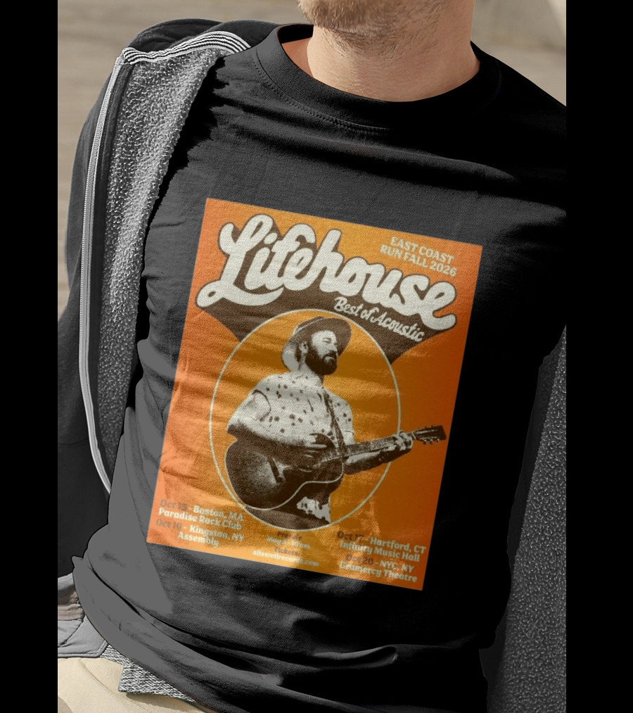 Lifehouse Best Of Acoustic East Coast Run Fall Tour 2026 Boston Hartford Kingston NYC T-Shirt