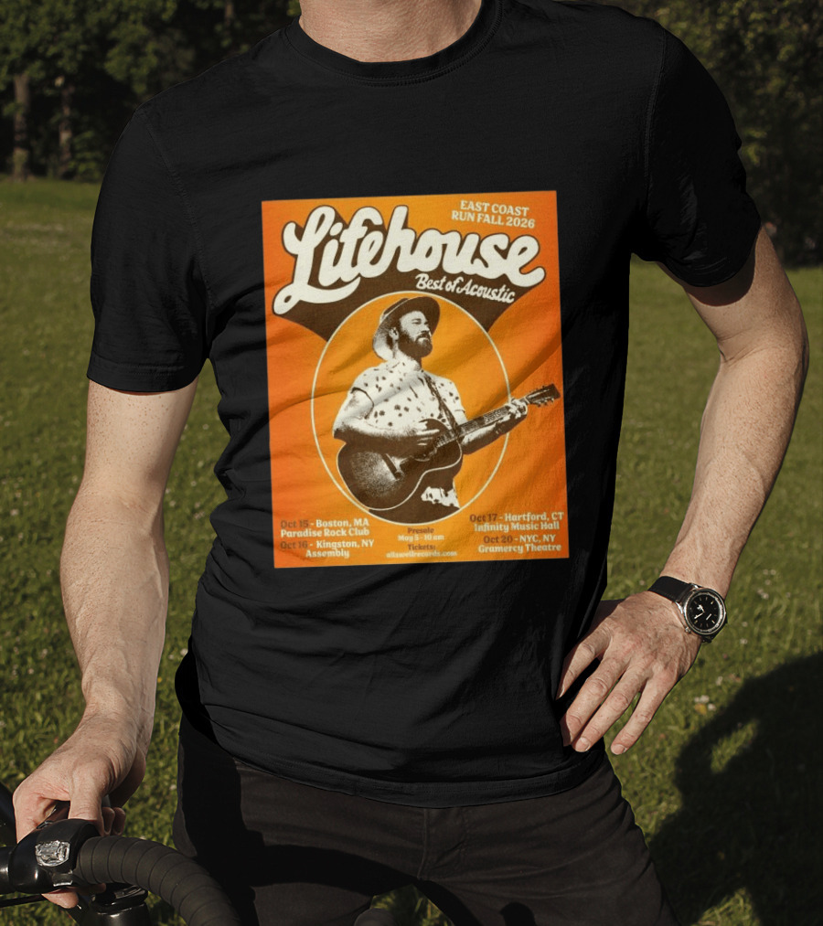 Lifehouse Best Of Acoustic East Coast Run Fall Tour 2026 Boston Hartford Kingston NYC T-Shirt