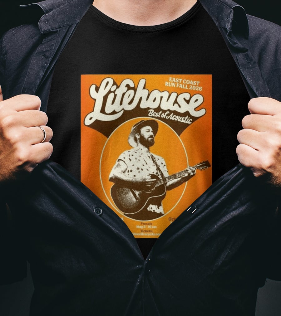 Lifehouse Best Of Acoustic East Coast Run Fall Tour 2026 Boston Hartford Kingston NYC T-Shirt