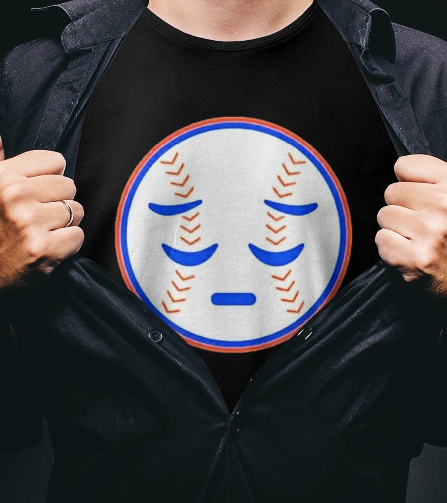 Disappointed Baseball Face New York Mets Emojis T-Shirt