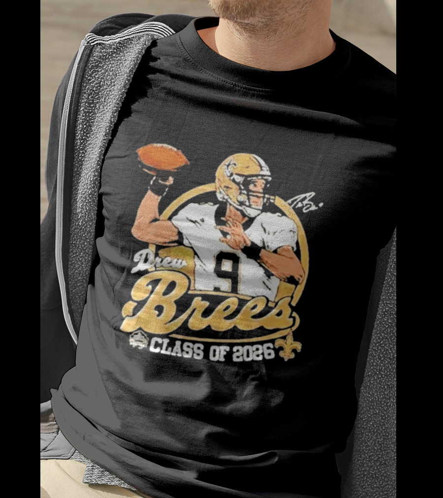 Drew Brees Class Of 2026 Vintage Football Quarterback Tribute NFL Fandom T-Shirt