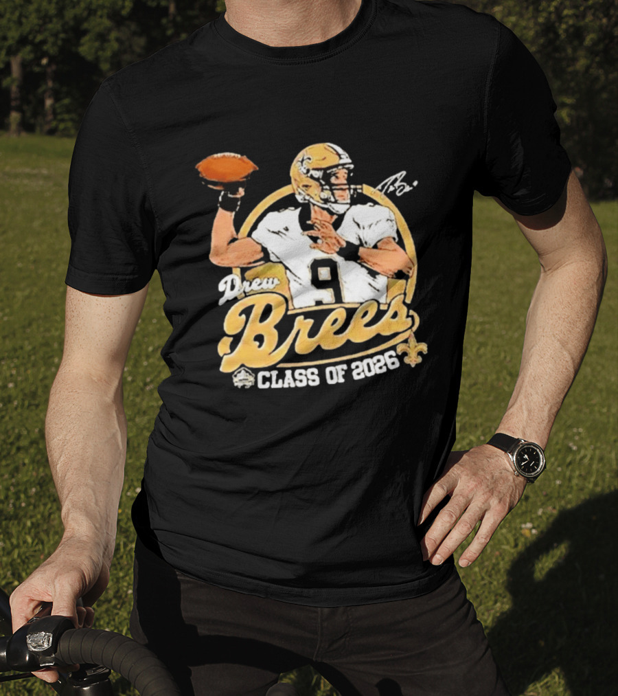 Drew Brees Class Of 2026 Vintage Football Quarterback Tribute NFL Fandom T-Shirt
