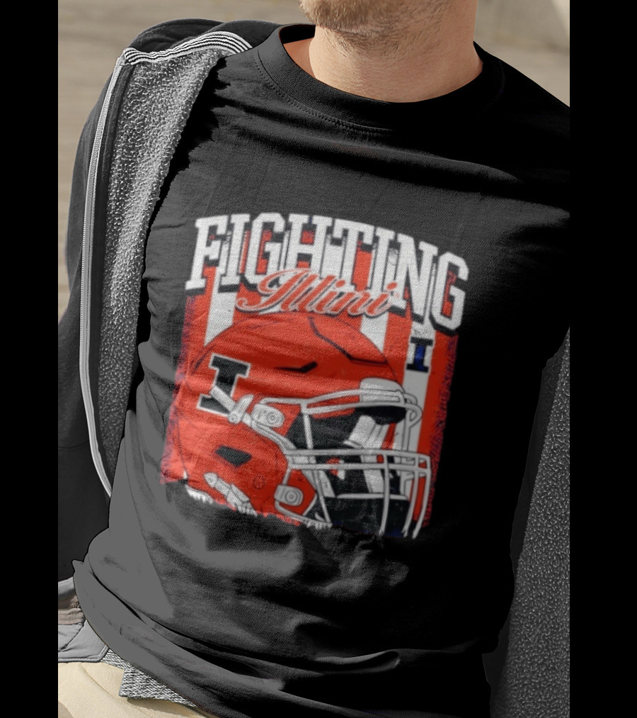 Fighting Illini NCAA Football Illinois Helmet T-Shirt