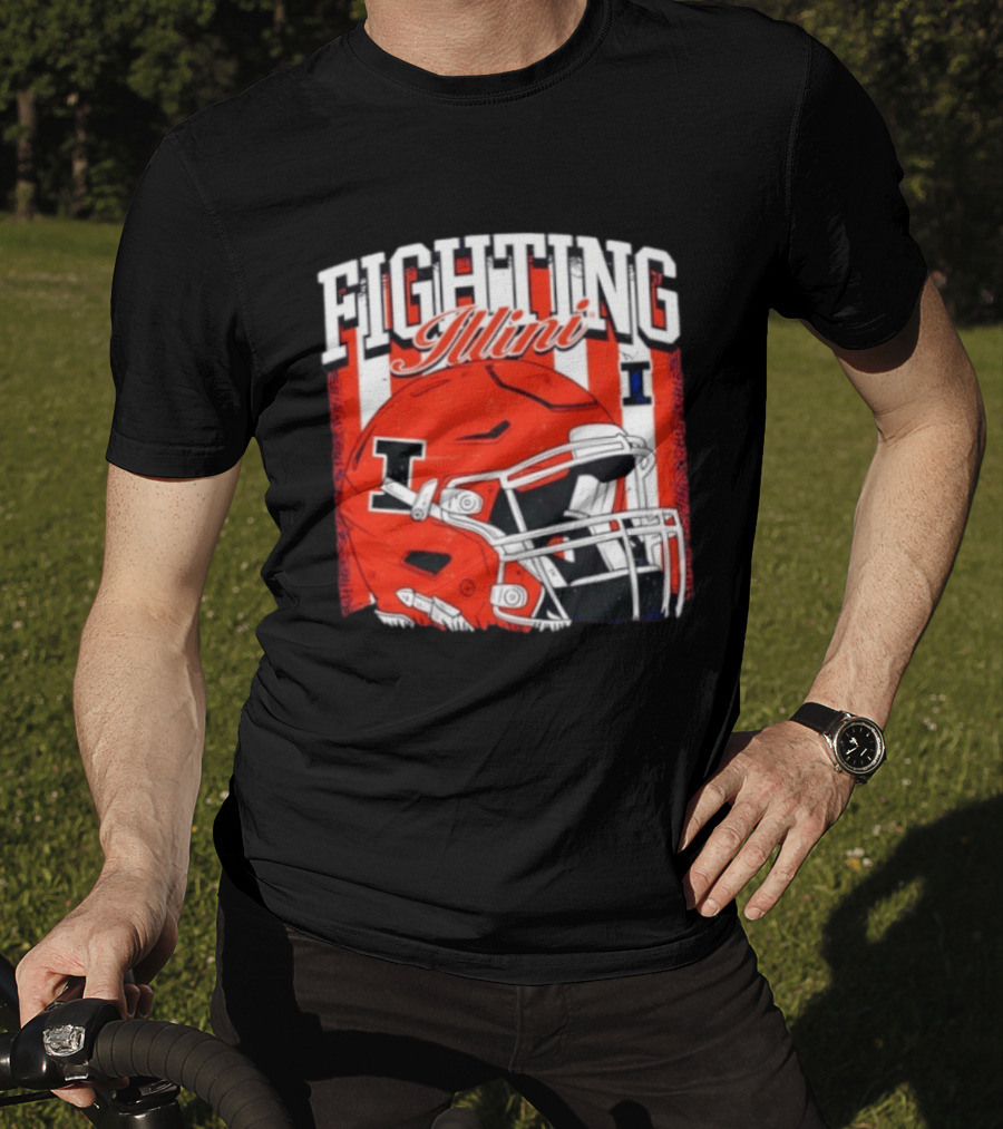 Fighting Illini NCAA Football Illinois Helmet T-Shirt