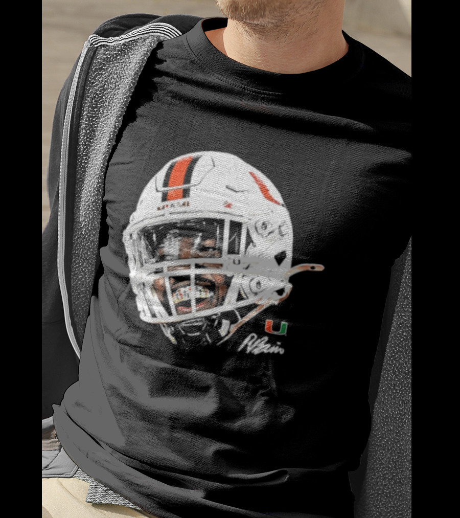 Miami Hurricanes Rueben Bain Jr. Game Face Helmet NCAA Football U T-Shirt