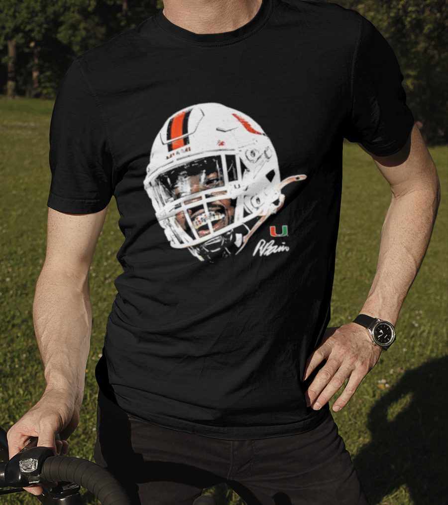 Miami Hurricanes Rueben Bain Jr. Game Face Helmet NCAA Football U T-Shirt