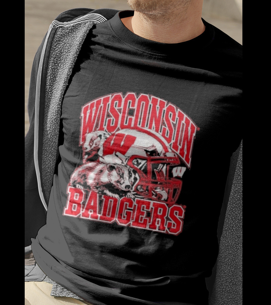 Wisconsin Badgers Football Helmet NCAA Team Pride T-Shirt