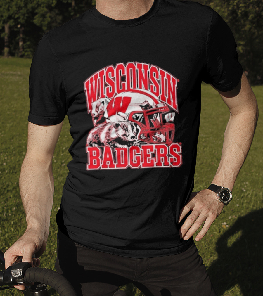 Wisconsin Badgers Football Helmet NCAA Team Pride T-Shirt
