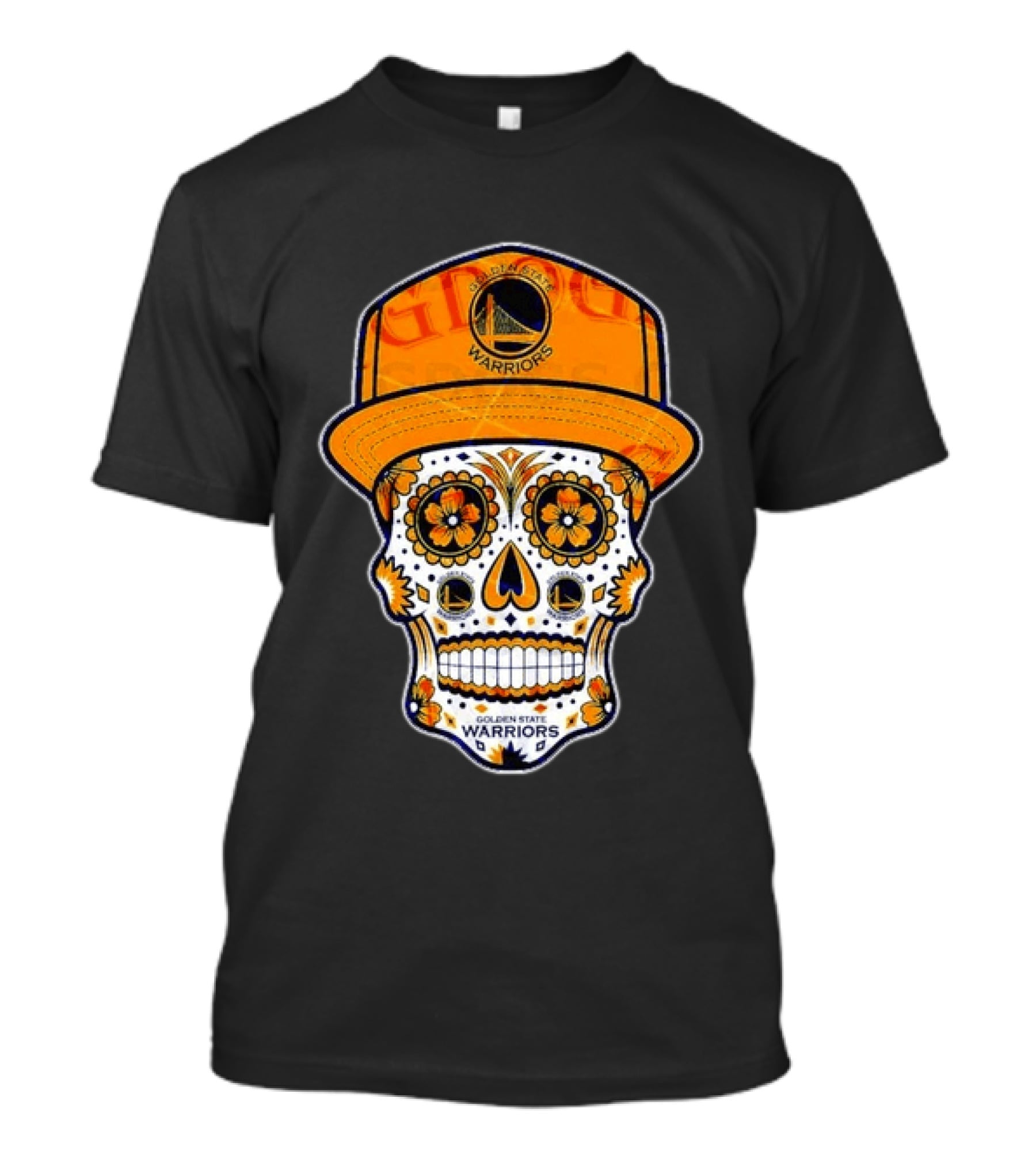 Golden State Warriors Sugar Skull Día De Muertos Cap And Floral T-Shirt